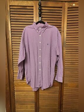 VINTAGE 1990’s Polo by Ralph Lauren Purple&White Checkered Button-Down Shirt